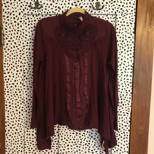 Free People mock neck top with last details